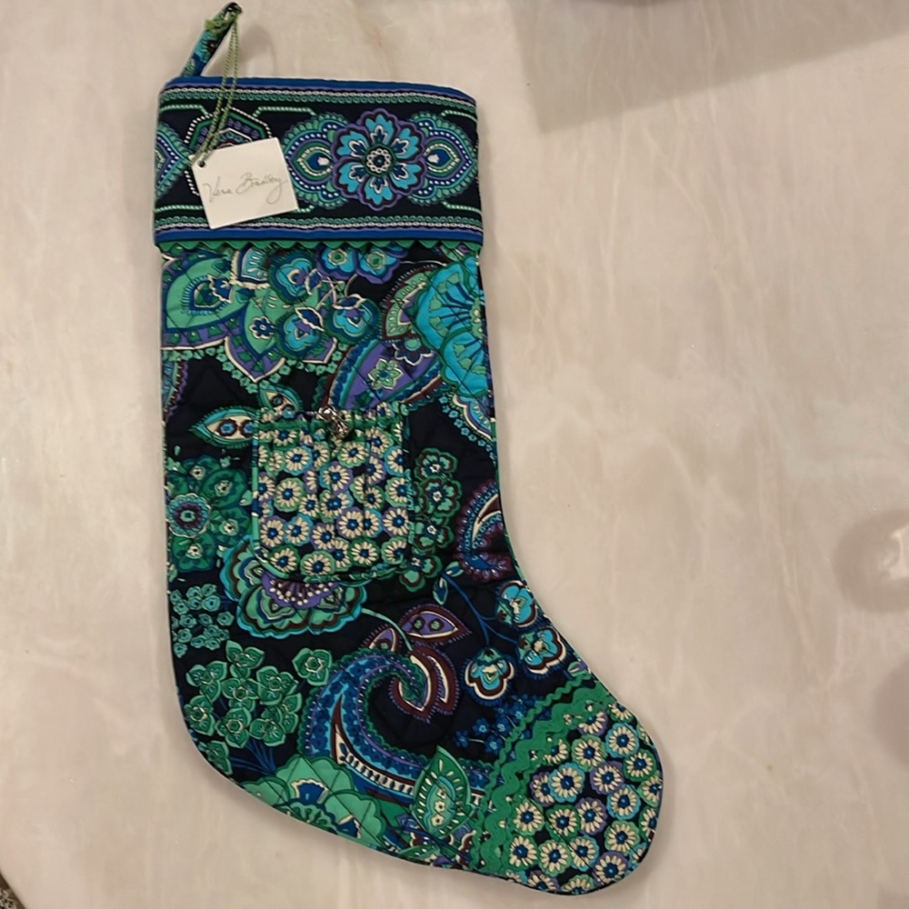 Vera Bradley Christmas's Stocking Blue Rhapsody print. NWT
